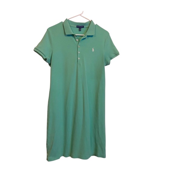 Polo Ralph Lauren Polo Dress Women Medium Green Cotton Tennis Preppy Pony Logo - Picture 1 of 6
